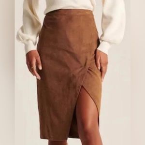 Abercrombie and Fitch Vegan Suede Mid-Length Skirt